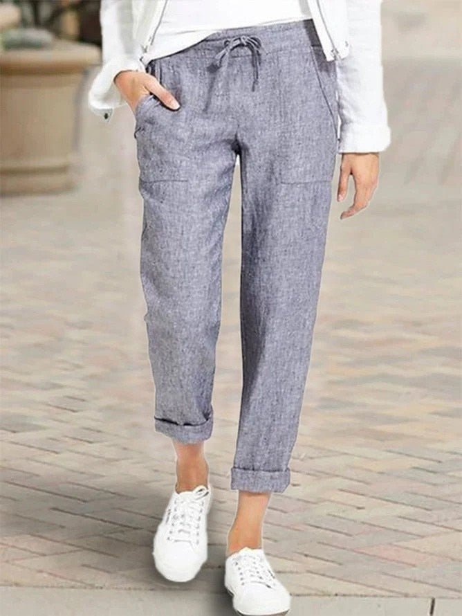 Amazon.com: Cotton Linen Capri Pants for Women 2023 Summer Casual Elastic  Waist Wide Leg Cropped Pants Loose Fit Beach Pants with Pockets : Clothing,  Shoes & Jewelry